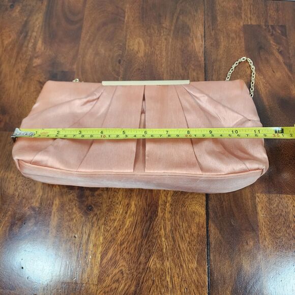CHARMING TAILOR Clutch Evening Bag Elegant Pleated Satin Formal Blush Pink - Picture 5 of 9